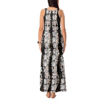 Black and Beige Hawaii Shell Lei Tank Maxi Dress Hawaiian Sunrise Shell Hebrew Cone Plumeria LT14 - Polynesian Pride