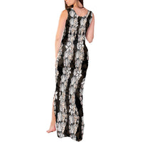Black and Beige Hawaii Shell Lei Tank Maxi Dress Hawaiian Sunrise Shell Hebrew Cone Plumeria LT14 - Polynesian Pride