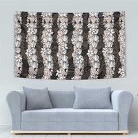 Black and Beige Hawaii Shell Lei Tapestry Hawaiian Sunrise Shell Hebrew Cone Plumeria - Polynesian Pride