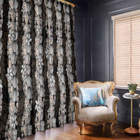 Black and Beige Hawaii Shell Lei Window Curtain Hawaiian Sunrise Shell Hebrew Cone Plumeria - Polynesian Pride