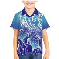 Polynesia Sea Turtle Family Matching Mermaid Dress and Hawaiian Shirt Happy Valentine Day Polynesian - Dark Cyan LT14 Son's Shirt Dark Cyan - Polynesian Pride