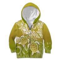 Polynesia Sea Turtle Kid Hoodie Happy Valentine Day Polynesian - Gold LT14 Zip Hoodie Gold - Polynesian Pride