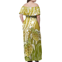 Polynesia Sea Turtle Off Shoulder Maxi Dress Happy Valentine Day Polynesian - Gold LT14 - Polynesian Pride