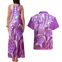 Polynesia Valentine Day Couples Matching Tank Maxi Dress and Hawaiian Shirt Polynesian Sea Turtle Purple Version LT14 - Polynesian Pride