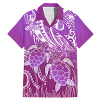 Polynesia Valentine Day Family Matching Mermaid Dress and Hawaiian Shirt Polynesian Sea Turtle Purple Version LT14 Dad's Shirt - Short Sleeve Purple - Polynesian Pride