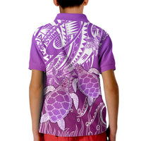 Polynesia Valentine Day Kid Polo Shirt Polynesian Sea Turtle Purple Version LT14 - Polynesian Pride