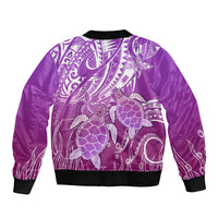 Polynesia Valentine Day Sleeve Zip Bomber Jacket Polynesian Sea Turtle Purple Version LT14 - Polynesian Pride