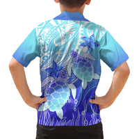 Polynesia Valentine Day Family Matching Puletasi Dress and Hawaiian Shirt Polynesian Sea Turtle Turquoise Version LT14 - Polynesian Pride