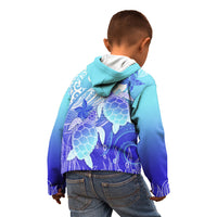 Polynesia Valentine Day Kid Hoodie Polynesian Sea Turtle Turquoise Version LT14 - Polynesian Pride
