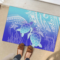 Polynesia Valentine Day Rubber Doormat Polynesian Sea Turtle Turquoise Version LT14 - Polynesian Pride