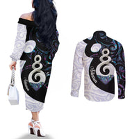 Aotearoa Pikorua Couples Matching Off The Shoulder Long Sleeve Dress and Long Sleeve Button Shirt NZ Twist - Bond And Love