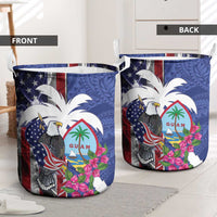 United States Guam Laundry Basket USA Eagle Guahan Seal Bougainvillea - Polynesian Pride