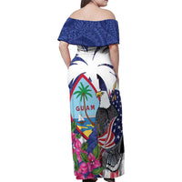 United States Guam Family Matching Off Shoulder Maxi Dress and Hawaiian Shirt USA Eagle Guahan Seal Bougainvillea LT14 - Polynesian Pride