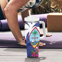 United States Guam Tumbler With Handle USA Eagle Guahan Seal Bougainvillea - Polynesian Pride