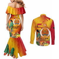 Papua New Guinea Independence Day Couples Matching Mermaid Dress and Long Sleeve Button Shirt 50th Anniversary Unity in Diversity