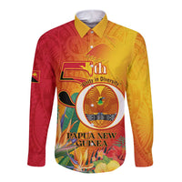 Papua New Guinea Independence Day Long Sleeve Button Shirt 50th Anniversary Unity in Diversity
