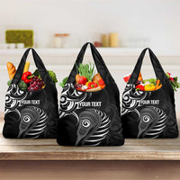 Personalised New Zealand Silver Fern Lacrosse Grocery Bag Aotearoa Maori Pattern