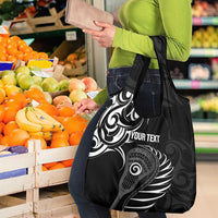 Personalised New Zealand Silver Fern Lacrosse Grocery Bag Aotearoa Maori Pattern