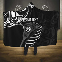 Personalised New Zealand Silver Fern Lacrosse Hooded Blanket Aotearoa Maori Pattern