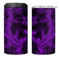 Polynesian 4 in 1 Can Cooler Tumbler Purple Hawaiian Tribal Hammerhead Shark
