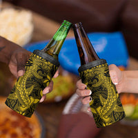 Polynesian 4 in 1 Can Cooler Tumbler Gold Hawaiian Tribal Hammerhead Shark