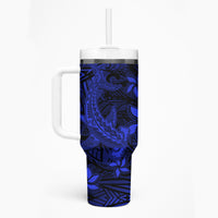 Polynesian Tumbler With Handle Blue Hawaiian Tribal Hammerhead Shark