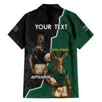 Personalised New Zealand And South Africa Rugby Family Matching Off Shoulder Maxi Dress and Hawaiian Shirt 2024 All Black Springboks Mascots Together LT14 - Polynesian Pride