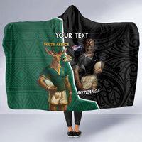 Personalised New Zealand And South Africa Rugby Hooded Blanket 2024 All Black Springboks Mascots Together LT14 - Polynesian Pride