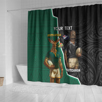 Personalised New Zealand And South Africa Rugby Shower Curtain 2024 All Black Springboks Mascots Together