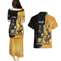 Personalised New Zealand And Australia Rugby Couples Matching Puletasi and Hawaiian Shirt 2024 All Black Wallabies Mascots Together LT14 - Polynesian Pride