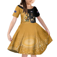Personalised New Zealand And Australia Rugby Kid Short Sleeve Dress 2024 All Black Wallabies Mascots Together LT14 KID Black - Polynesian Pride