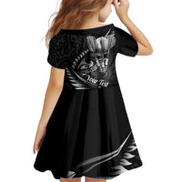Personalised All Black New Zealand Darts Kid Short Sleeve Dress Aoteroa Fern Maori Galaxy Style