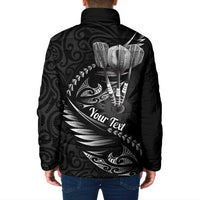 Personalised All Black New Zealand Darts Padded Jacket Aoteroa Fern Maori Galaxy Style - Polynesian Pride