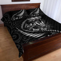 Personalised All Black New Zealand Darts Quilt Bed Set Aoteroa Fern Maori Galaxy Style