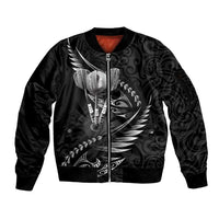 Personalised All Black New Zealand Darts Sleeve Zip Bomber Jacket Aoteroa Fern Maori Galaxy Style