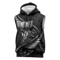 Personalised All Black New Zealand Darts Sleeveless Hoodie Aoteroa Fern Maori Galaxy Style - Polynesian Pride