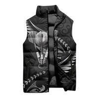 Personalised All Black New Zealand Darts Sleeveless Puffer Jacket Aoteroa Fern Maori Galaxy Style - Polynesian Pride