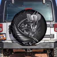 Personalised All Black New Zealand Darts Spare Tire Cover Aoteroa Fern Maori Galaxy Style LT14 Black - Polynesian Pride