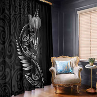 Personalised All Black New Zealand Darts Window Curtain Aoteroa Fern Maori Galaxy Style