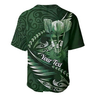 Personalised All Green New Zealand Darts Baseball Jersey Aoteroa Fern Maori Galaxy Style