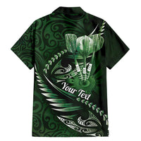 Personalised All Green New Zealand Darts Family Matching Mermaid Dress and Hawaiian Shirt Aoteroa Fern Maori Galaxy Style LT14 - Polynesian Pride