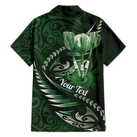 Personalised All Green New Zealand Darts Family Matching Summer Maxi Dress and Hawaiian Shirt Aoteroa Fern Maori Galaxy Style
