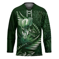 Personalised All Green New Zealand Darts Hockey Jersey Aoteroa Fern Maori Galaxy Style LT14 Unisex Green - Polynesian Pride