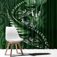 Personalised All Green New Zealand Darts Window Curtain Aoteroa Fern Maori Galaxy Style