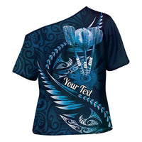 Personalised All Blue New Zealand Darts Cross Shoulder Shirt Aoteroa Fern Maori Galaxy Style LT14 - Polynesian Pride