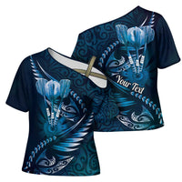Personalised All Blue New Zealand Darts Cross Shoulder Shirt Aoteroa Fern Maori Galaxy Style LT14 - Polynesian Pride