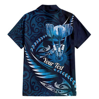 Personalised All Blue New Zealand Darts Family Matching Mermaid Dress and Hawaiian Shirt Aoteroa Fern Maori Galaxy Style LT14 - Polynesian Pride