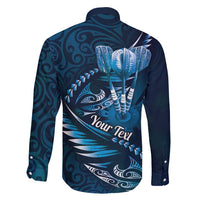 Personalised All Blue New Zealand Darts Family Matching Off Shoulder Short Dress and Hawaiian Shirt Aoteroa Fern Maori Galaxy Style LT14 - Polynesian Pride