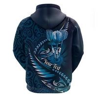 Personalised All Blue New Zealand Darts Hoodie Aoteroa Fern Maori Galaxy Style