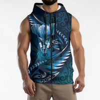 Personalised All Blue New Zealand Darts Sleeveless Zip Hoodie Aoteroa Fern Maori Galaxy Style LT14 - Polynesian Pride